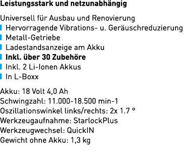 Leistungsstark und netzunabh ngig Universell f r Ausbau und Renovierung ￼ Hervorragende Vibrations u. Ger uschreduzie...
