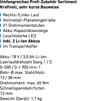 Umfangreiches Profi Zubeh r Sortiment Kraftvoll, sehr kurze Bauweise ￼ Rechts /Links Lauf ￼ Vollmetall Planetengetrie...
