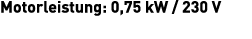 Motorleistung: 0,75 kW / 230 V